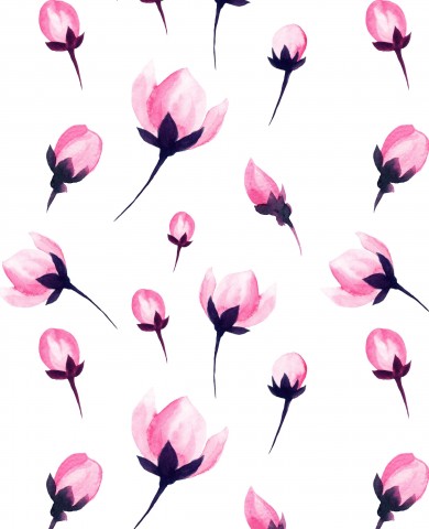 Jersey watercolor pattern with pink flowers