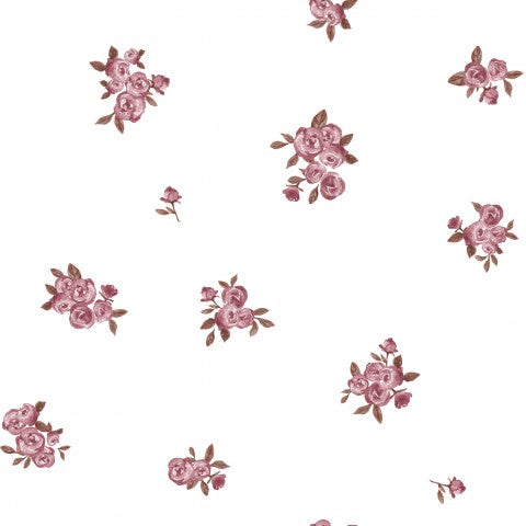 Satin cotton pink roses on white background