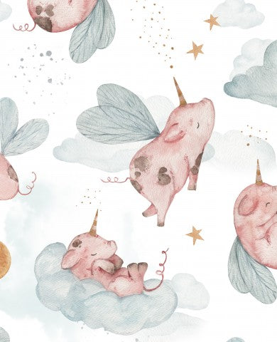 Waterproof fabric watercolor pigs and stars