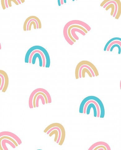 Bunte Regenbogen auf weißem Hintergrund - unser Canvas Baumwolle Kleines Süßes für Ihre nächste Projektion! Zum Nähen in Meterware, ideal für Tischdecken, Wand