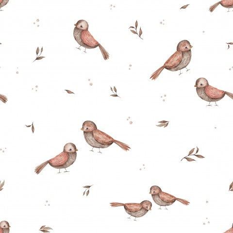 Pájaros de acuarela de algodón satinado