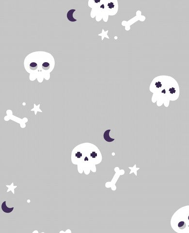 French Terry Halloween-patroon met schedels en sterren