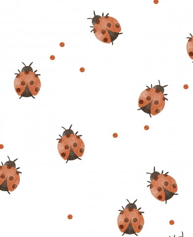 Muslin ladybugs on a white background