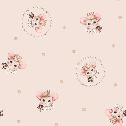 Jersey a cute little mouse pattern on a light pink background