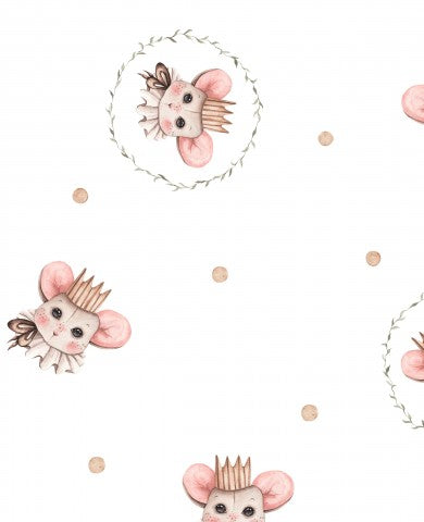 French Terry pattern of cute mice with crowns