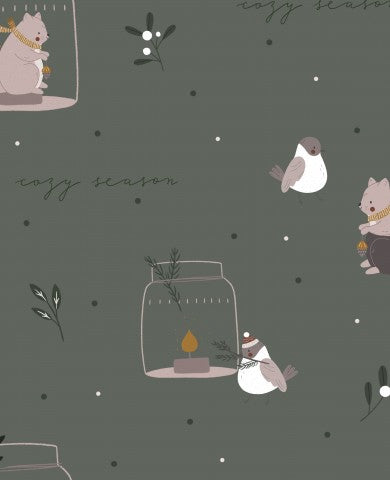 Satin cotton cats and birds