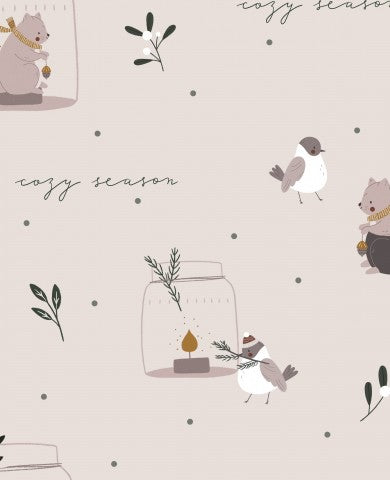 Tissu imperméable avec des animaux et des plantes mignons