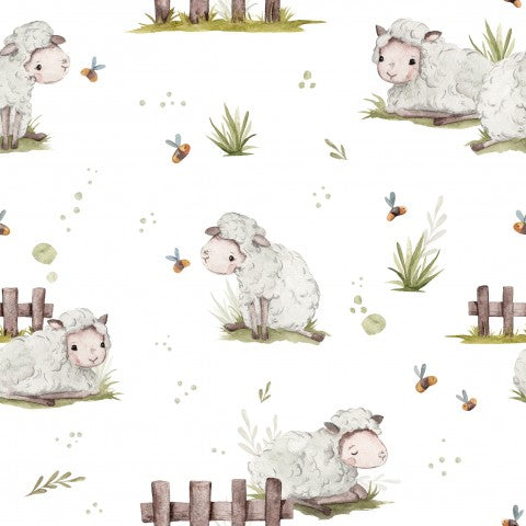 Canvas Cotton Little Sheep - Naturalmente morbido e traspirante, ideale per cucire e sartoria: Tessuto in tela di cotone venduto al metro per la tua prossima creazione