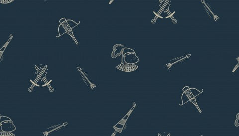Jersey pattern of knives and swords on a dark blue background