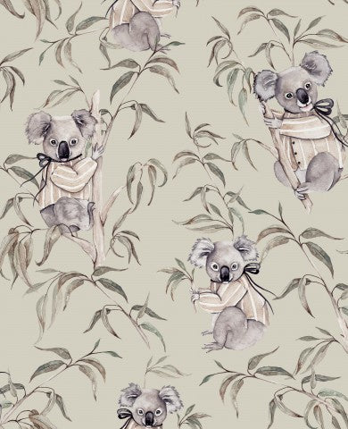 Koalaer og eukalyptustræer af satinbomuld