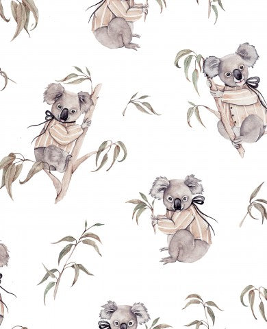 Vandtæt stof med koalaer og eukalyptus