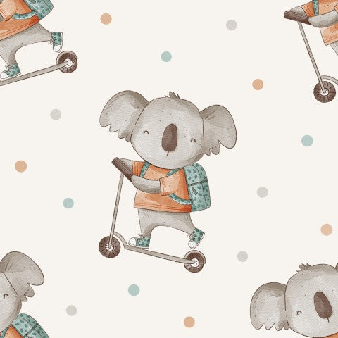 Panama a cute koala riding a scooter