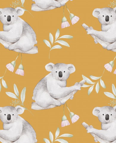 Jersey una imagen de koalas sobre un fondo amarillo
