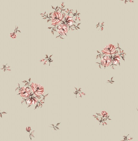 SoftShell, un papier peint floral avec des roses roses et des feuilles