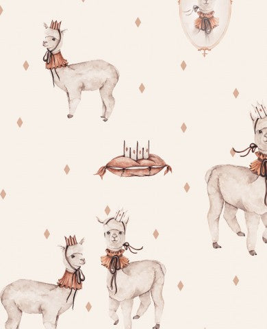La cultura del cucito incontra il tessuto controverso: Canvas Cotton Royal Llama Cream - 100% cotone, morbido e liscio, ideale per stilisti e geni creativi.