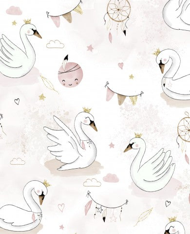 Waterproof fabric swans and dreamcatchers