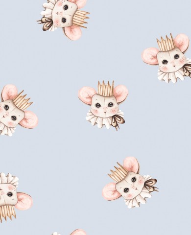 Rib Jersey a pattern of mice with crowns on their heads