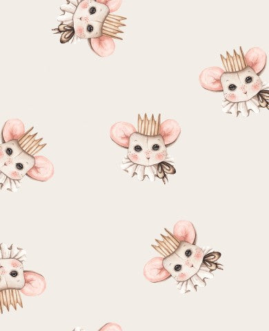 Waterproof fabric a pattern of mice with crowns on their heads