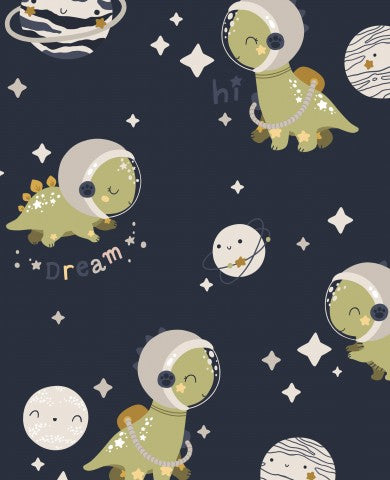 Kunststoff-Kosmos Baumwolle Dino-Muster in dunkler Farbe - 100% Baumwolle, ideal für T-Shirts, Taschen und mehr!