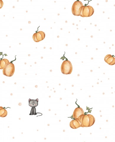 Satin cotton pumpkins and cats
