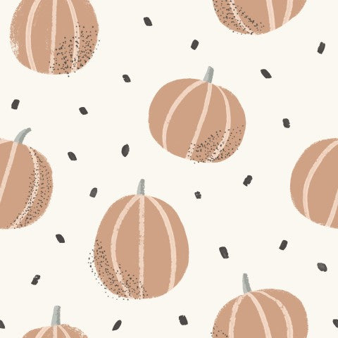 Satin cotton pumpkins on white background with black dots