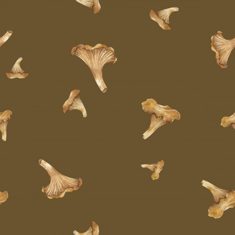 Panama pattern of mushrooms on a brown background