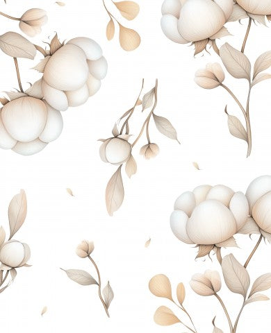 Jersey cotton flowers and leaves