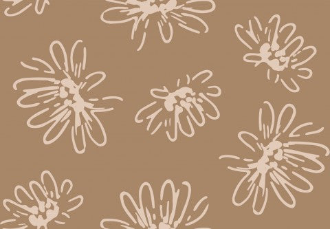 Canvas Baumwolle L Simple Spring Neutral Floral Ochre: Naturfarben-Floral-Muster auf leichtem Baumwoll-Canvas-Stoff für Ihre nächsten Näherobs.