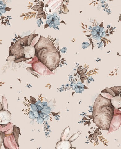 Rib Jersey Rabbit and Flowers