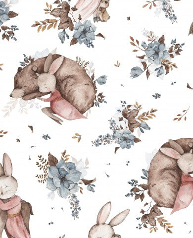 Satin cotton bunnies and flowers