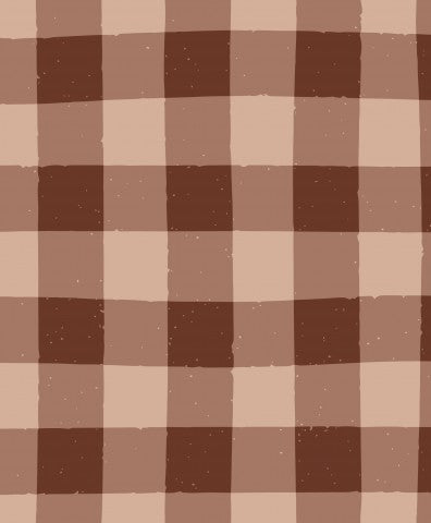 Satin cotton a brown and white checked fabric