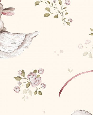 Patos y flores de felpa francesa sobre fondo beige