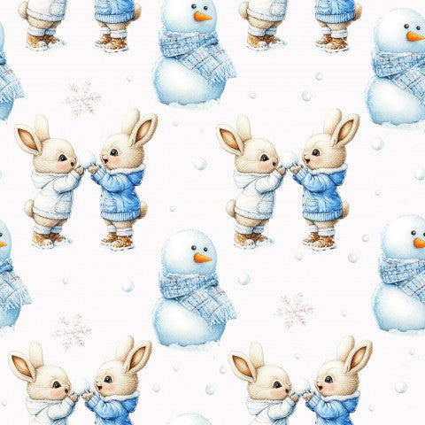 Pupazzo di neve e coniglietti in tessuto impermeabile