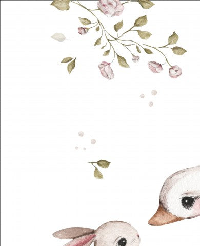 Rib Jersey ein Aquarell einer Ente und eines Kaninchens