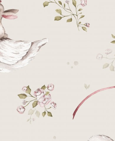 Patos y flores de felpa francesa sobre un fondo gris