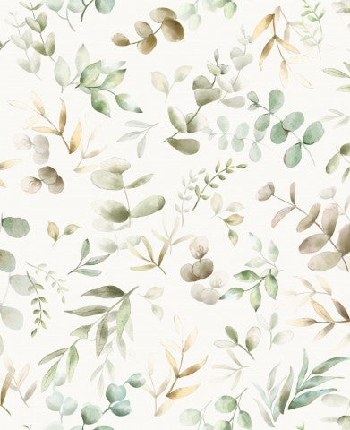 Waterproof fabric watercolor pattern with eucalyptus leaves