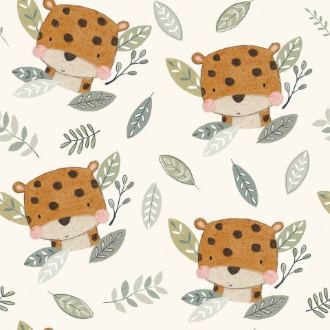 Tissu imperméable avec un joli léopard et des feuilles