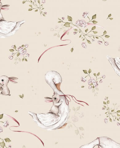 Canards et fleurs en mousseline