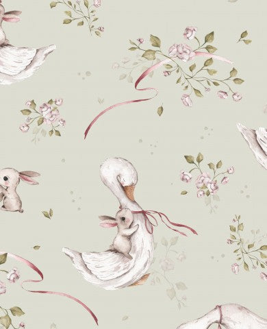 French Terry Enten und Blumen