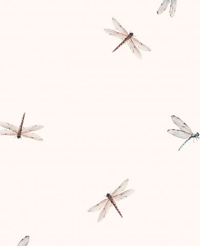 Satin cotton dragonflies on white background