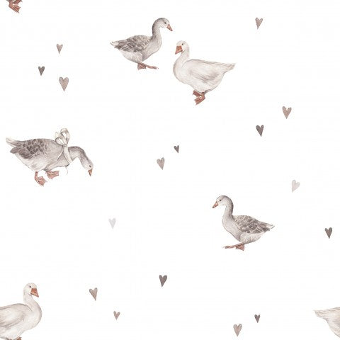 Panama a pattern of ducks and hearts on a white background
