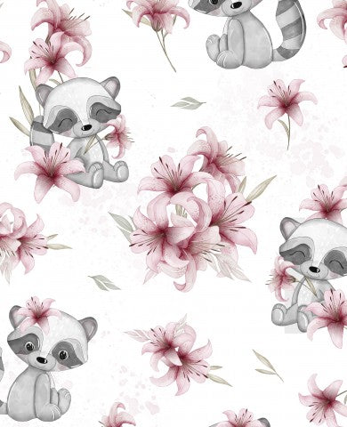 Raton laveur et lys mignons du Panama