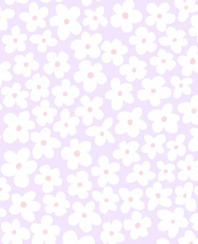 French Terry ett mönster av vita blommor på en lila bakgrund
