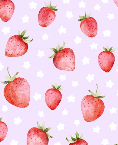 Tessuto impermeabile con motivo acquerello di fragole
