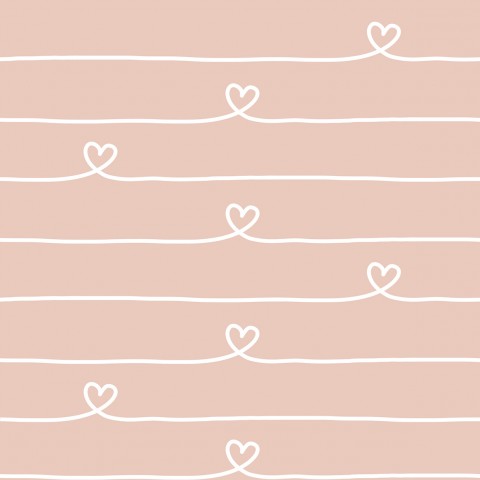 Tessuto impermeabile con sfondo rosa e cuori bianchi