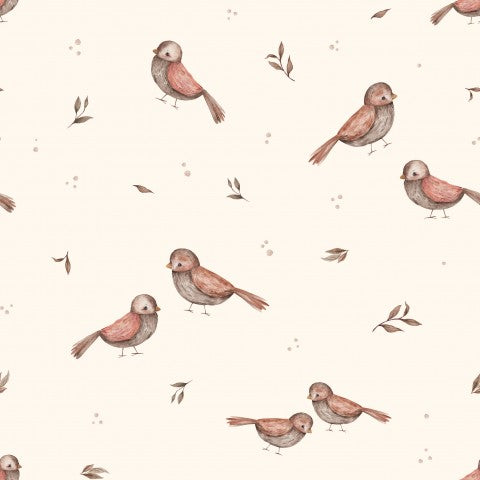 French Terry Birds and Leaves