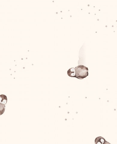 Satijnkatoen een groep pinguïns op een beige achtergrond