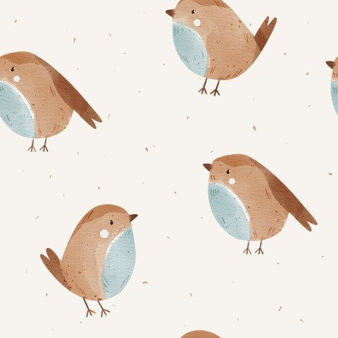 Waterproof fabric brown and blue birds