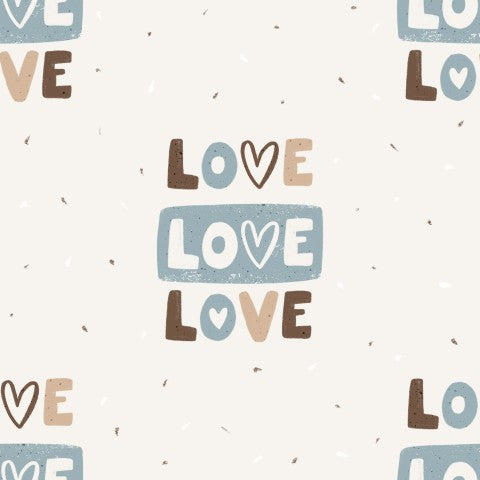 Muslin with the words “Love Love” on it