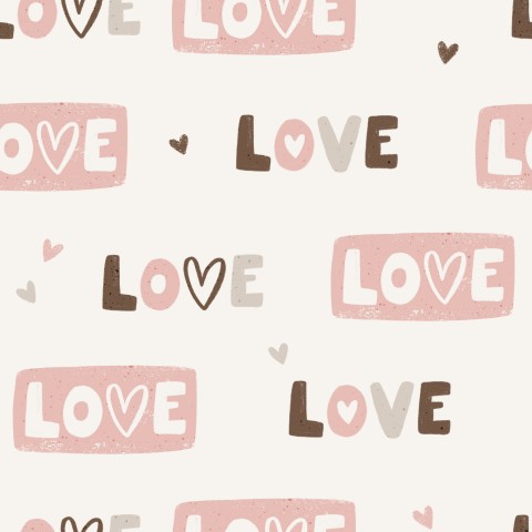 Muslin with the words “love” and “hearts”
